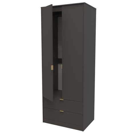 Hong Kong - 2 Door 2 Drawer - Double - Plain - Tall Wardrobe - Graphite Finish