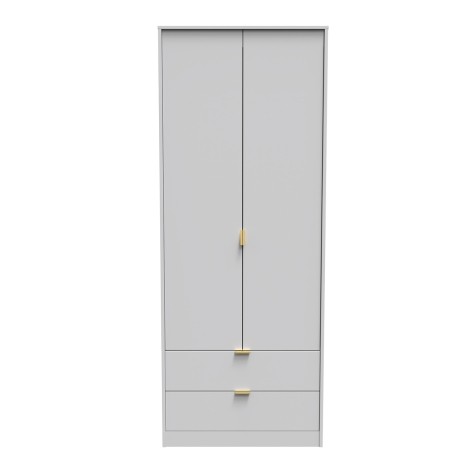 Hong Kong - 2 Door 2 Drawer - Plain - Tall - Double Wardrobe - Grey Matt Finish Base