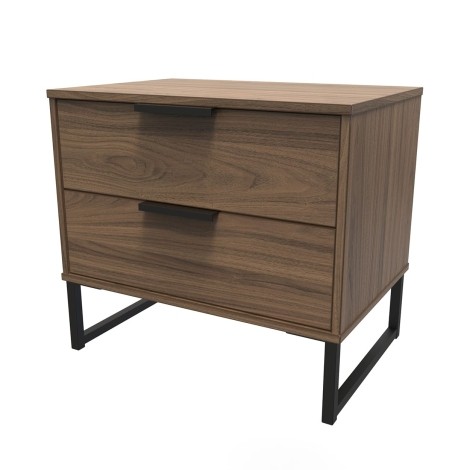 Hong Kong - Carini Walnut - Medium - Chest of 2 Drawer - Black Sleigh Leg