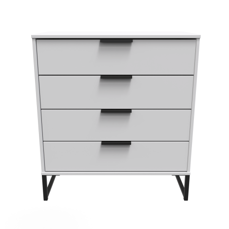 Hong Kong - Grey Matt - Chest of 4 Drawer - Black Sleigh Legs