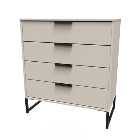 Hong Kong - Kashmir Matt - Chest of 4 Drawer - Black Sleigh Leg