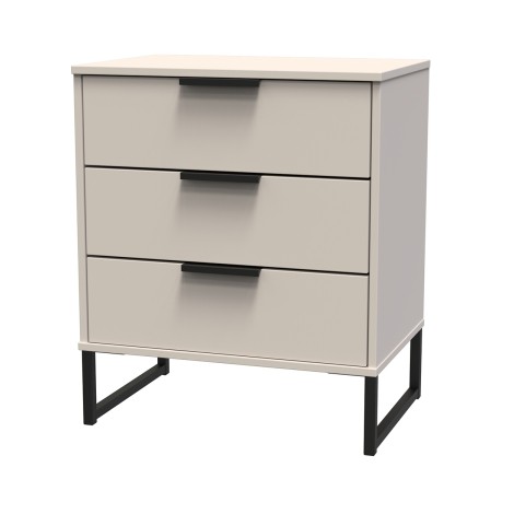 Hong Kong - Kashmir Matt - Medium - Chest of 3 Drawer - Black Sleigh Leg