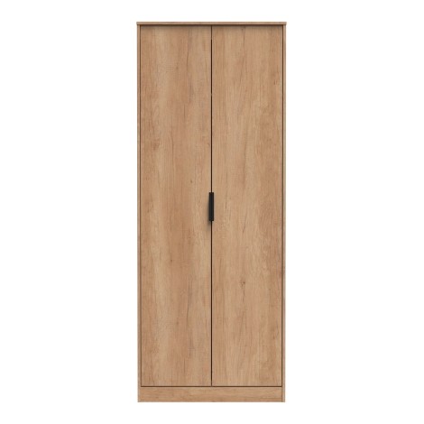 Hong Kong - 2 Door - Plain - Tall - Double Wardrobe - Nebraska Oak Finish Base