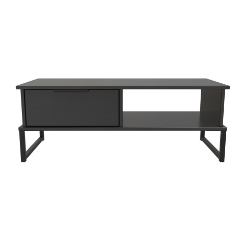 Hong Kong - Black - 1 Drawer - Coffee Table - Black Sleigh Leg