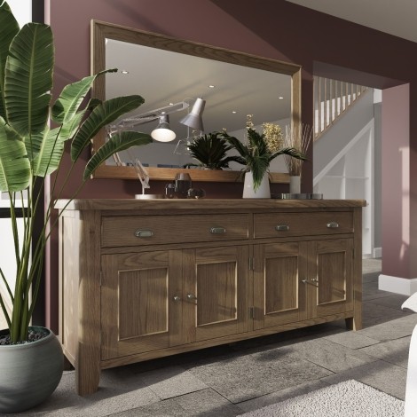 Smoked Oak Sideboard - 4 Door 2 Drawer