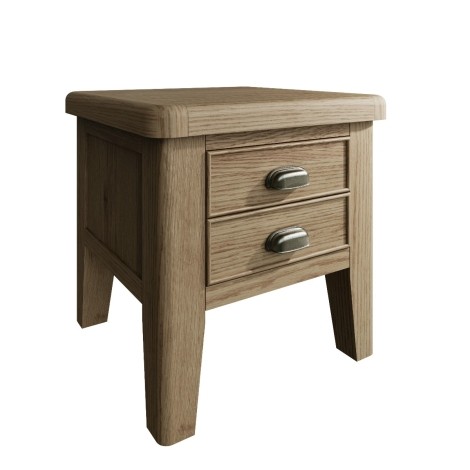 Smoked Oak Lamp Table - 2 Drawer