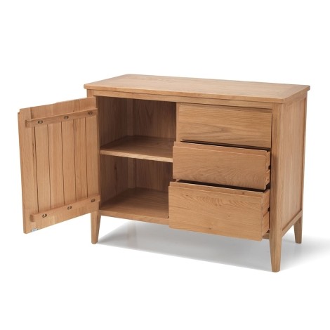 Ottawa - Solid Oak 1 Door 3 Drawer Sideboard - Wax Finish