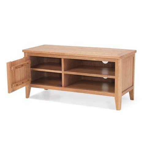 Ottawa - Solid Oak Small TV Unit 2 Open Shelves - Wax Finish