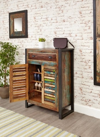 Baumhaus - Urban Chic - Reclaimed Wood - Shoe Storage Cupboard (with drawer) - IRF20A