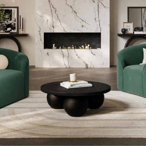 Kenji - Matte Black Concrete - Round - Small Coffee Table