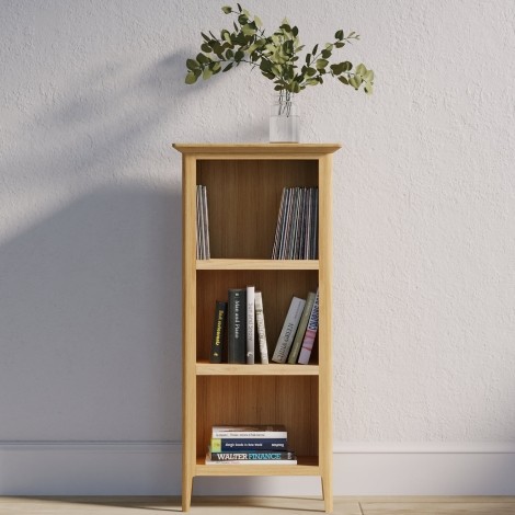 Saxon Oak - 3 Open Shelves Bookcase - Clean Lacquer Finish