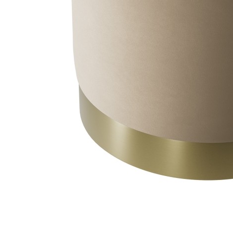 Lara - Small - Beige Velvet Upholstery Round Pouffe - Gold Base