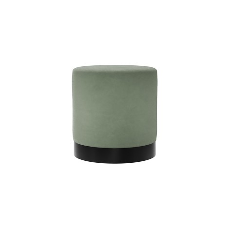 Lara - Small - Green Velvet Upholstery Round Pouffe - Black Base