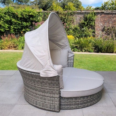 Lily - Outdoor - Grey - Daybed with Retractable Canopy - UV Treated Wicker