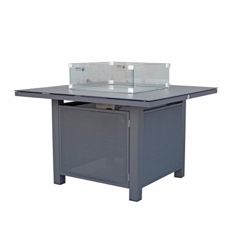 Lisbon - Outdoor - Grey - Gas Fire Pit Table - Powder-coated Aluminium - Textilene Sides