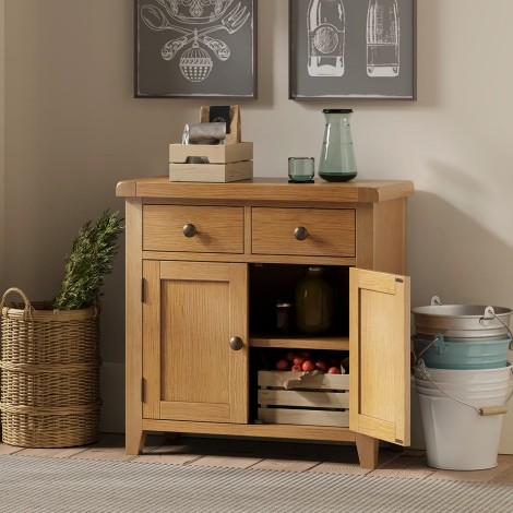 Bartley Oak - 2 Door 2 Drawer Small Sideboard - Matt Lacquer Finish