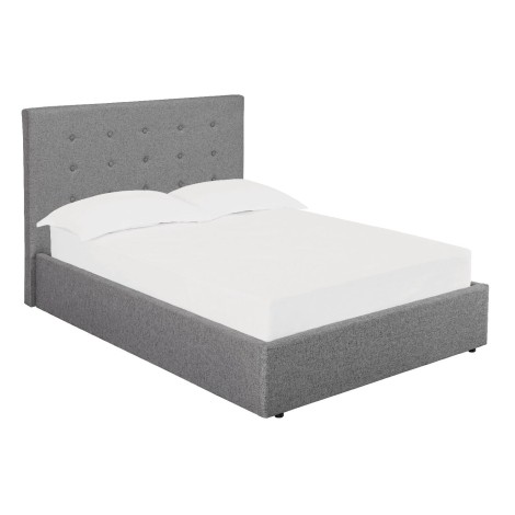 Lucca - 5' 150cm - Upholstered King Size Bedstead - Button Detail - Linen Grey Fabric