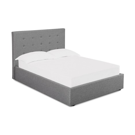 Lucca Plus - 4' 122cm - Upholstered Small Double Bedstead - Button Detail - Linen Grey Fabric