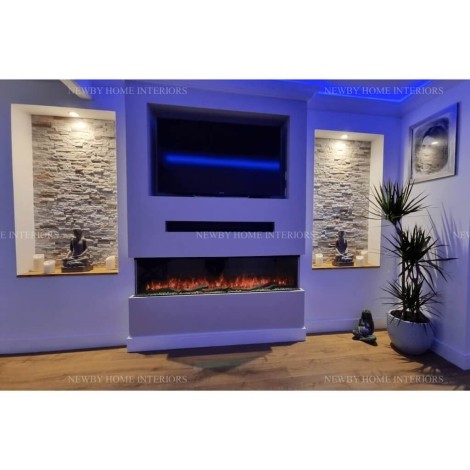 Luvelle - Media Wall - Panoramic 1/2/3 Sided Insert - WiFi LED Electric Fire - Black - 71"