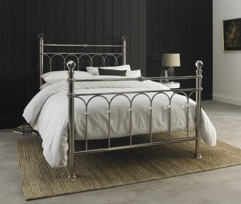 Krystal - Shiny Nickel - 135cm 4'6" Double - Metal Bedstead