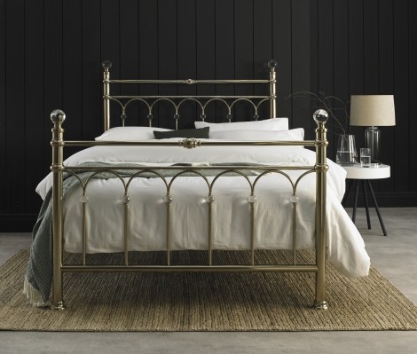 Krystal - Champagne Brass - 150cm 5' King Size - Metal Bedstead