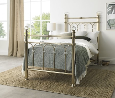 Krystal - Champagne Brass - 90cm 3' Single - Metal Bedstead