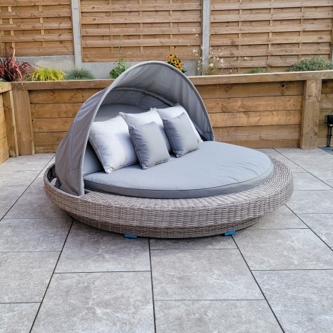 Madison - Outdoor - Grey - Daybed with Retractable Canopy - UV Treated Wicker