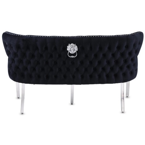 Vicenza -  Lion head Knocker - Buttoned Back - Jet Black Velvet - High Back Bench