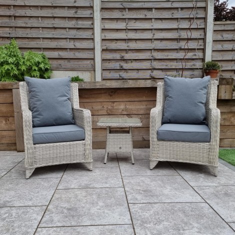 Meghan - Outdoor - 2 Arm Chairs and Side Table - UV Treated Wicker