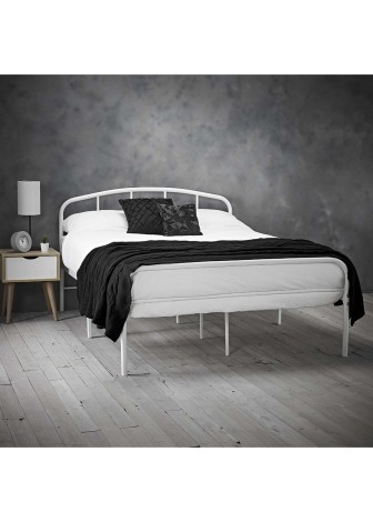 Milton - 135cm 4'6" Double - Metal Bedstead - White Finish