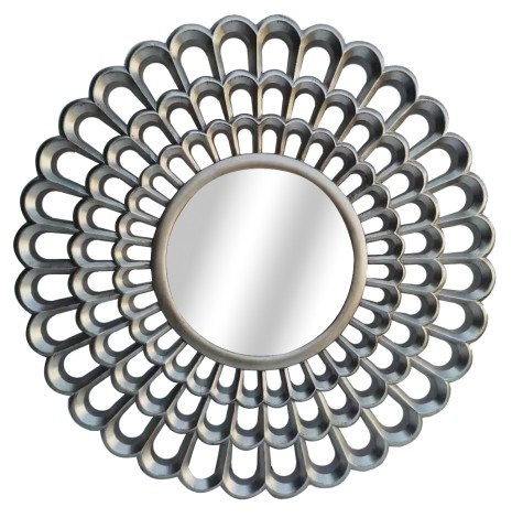 Round Patterned Mirror - Silver