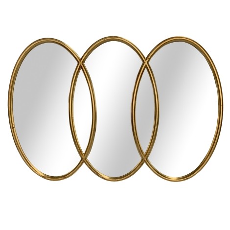 Framed Mirror - 3 Ovals - Gold