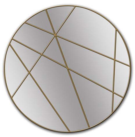 Iron Framed Mirror - Round - Geomentric - Gold