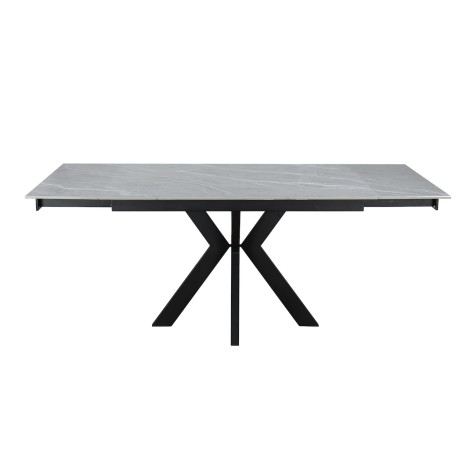 Vizzini - Matt Grey Ceramic Extending Dining Table - 120-180cm - Starburst Black Legs