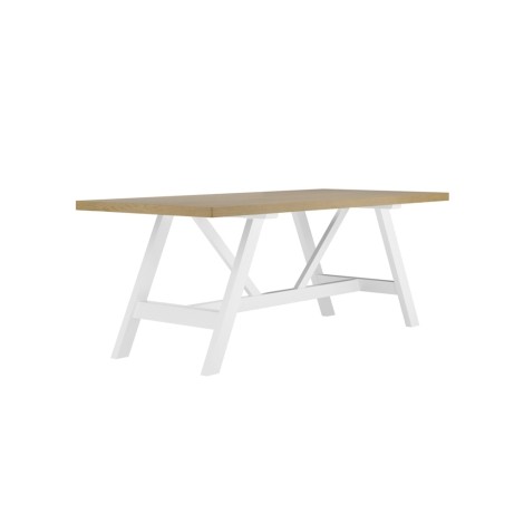 Nantucket - White Painted 8 Seater Rectagular Dining Table with Light Wood Top