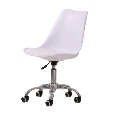 Orsen - White Moulded Swivel Office Chair - Black Castors Legs