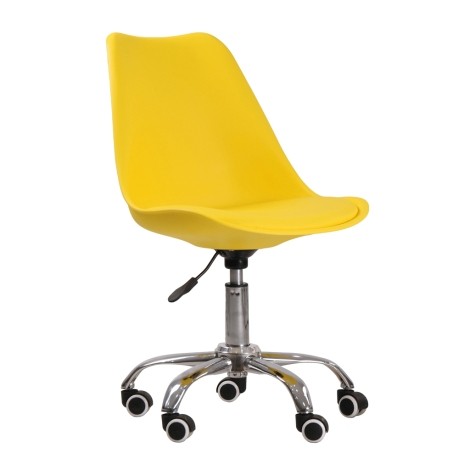 Orsen - Yellow Moulded Swivel Office Chair - Black Castors Legs