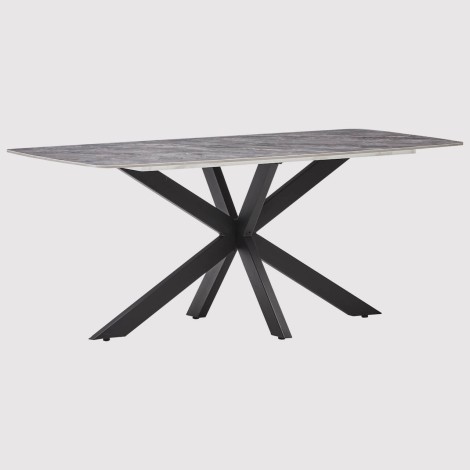 Ragatzi - Grey - 180cm - Ceramic Scratch proof Dining Table - Black Powder-coated Base