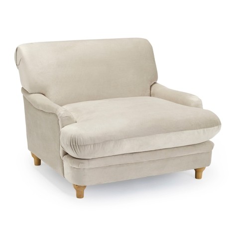 Plumpton - Accent Armchair - Beige Velvet Fabric - Light Coloured Legs