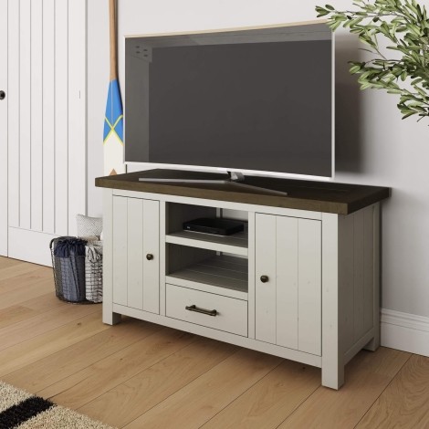 Purbeck Truffle 2 Door 1 Drawer TV Unit Reclaimed Pine