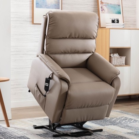 GFA - Valencia - Pebble - Plush Faux Leather - Dual Motor - Lift and Riser Recliner Chair