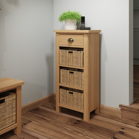 Royal Rustic Oak  1 Drawer 3 Basket Unit