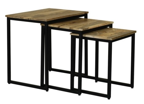 Ravi - Mango Wood - Nest of 3 Tables - Metal Base