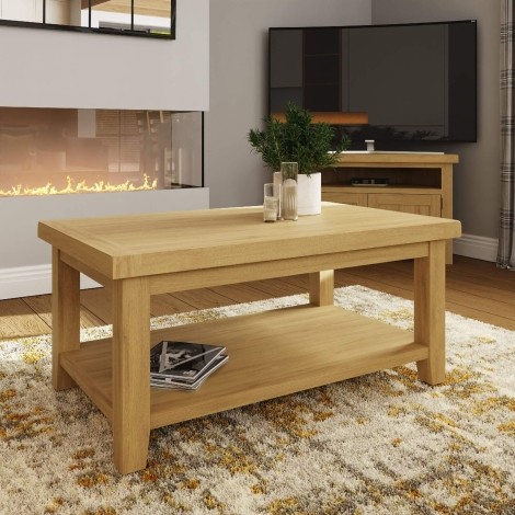 Robus Solid Oak Two Tier Coffee Table