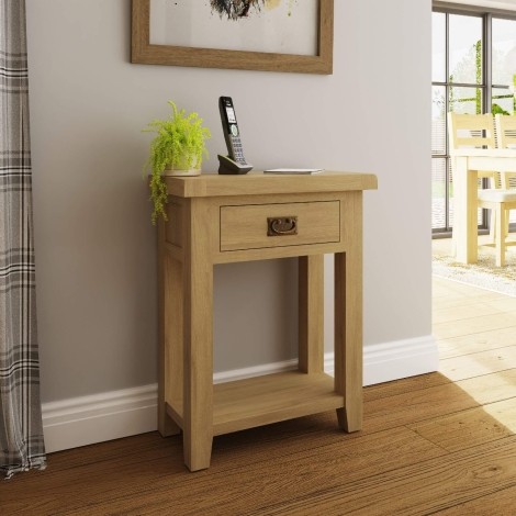 Robus Solid Oak Telephone Table With 1 Drawer