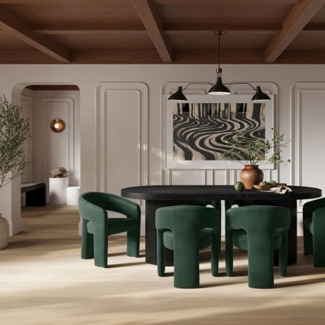 Curve - Rina - Black - Dining Table - Matt Grain Finish