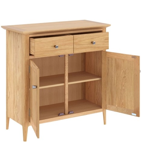 Saxon Oak- Small 2 Door and 2 Drawer Sideboard - Clean Lacquer Finish