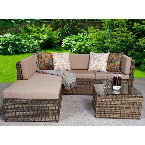 Stella - Outdoor - Brown - Modular Corner Sofa with Coffee Table - UV Treated Wicker