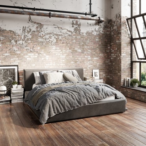 Industrial Loft - Soho - 4'6" Double - Dapple Grey - Velvet - Bed