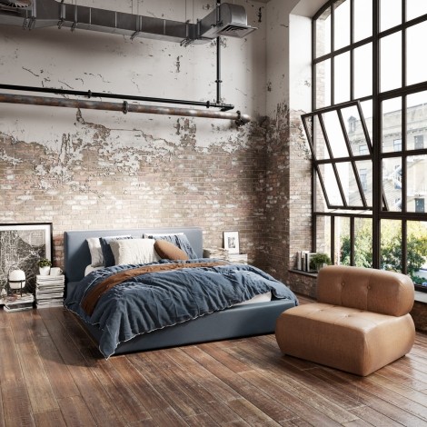 Industrial Loft - Soho - 5' King Size - Ink Blue - Bed